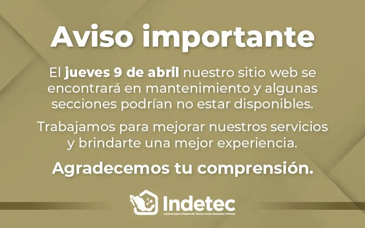Aviso de mantenimiento - Indetec